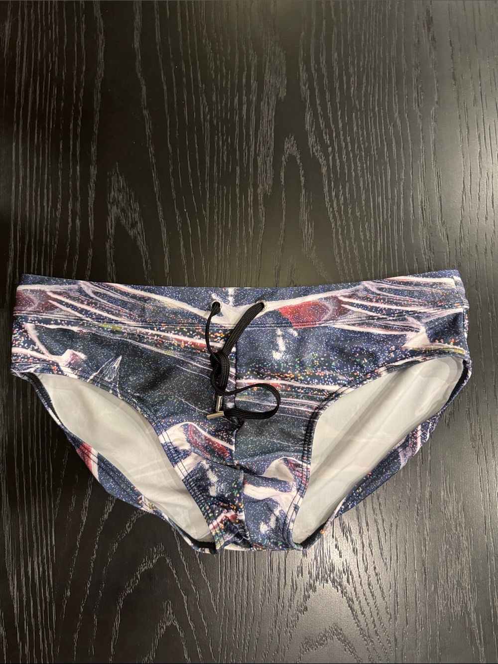 2xist Navy Multicolor Abstract men’s swim briefwith Drawstring